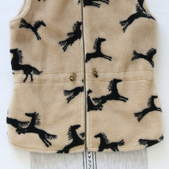 Women's Beige Horse Pattern Vest - Picture 2 of 5